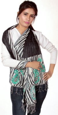 30% OFF on Exotic India Embroidered Silk, Wool Women's Scarf