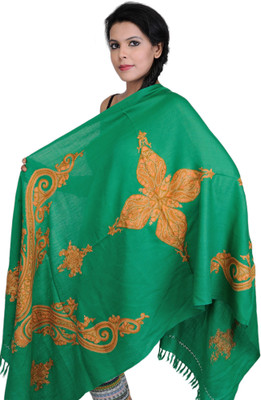 30% OFF on Exotic India Embroidered Wool Women's Scarf