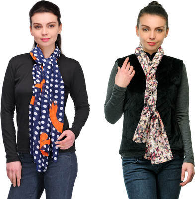 62% OFF on Kiosha Floral Print, Polka Print Cotton Women's Scarf