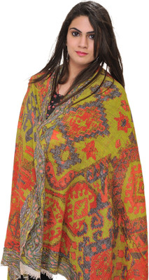 30% OFF on Exotic India Printed Silk, Wool Women's Scarf