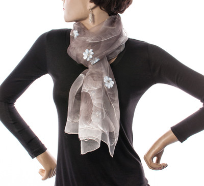 Welkin Floral Print Silk Women's Scarf Welkin Floral Print Silk Women's Scarf