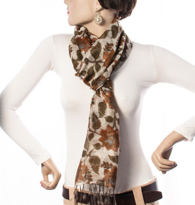 Welkin Floral Print Wool Women's Scarf Welkin Floral Print Wool Women's Scarf