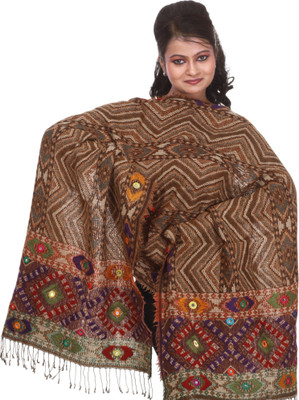 30% OFF on Exotic India Embroidered Cotton, Wool Women's Scarf