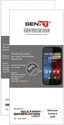 75% OFF on Genxt G2A210 Pack of 2 Clear Screen Guard for Micromax Canvas 4 A210 75% OFF on Genxt G2A210 Pack of 2 Clear Screen Guard for Micromax Canvas 4 A210