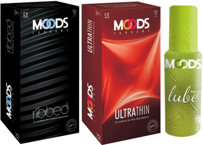 25% OFF on Moods Ribbed & Ultrathin Combo 1 with Lube