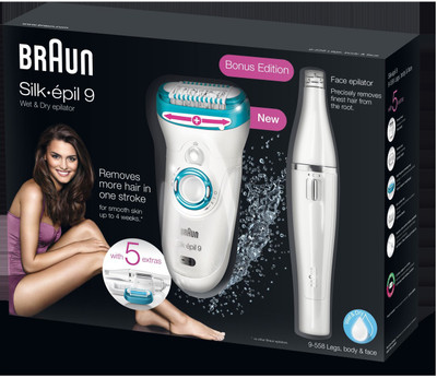 Braun Silk-epil Series 9 9558 Epilator for Women (White/Blue) 