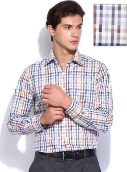Peter England Men's Checkered Formal Shirt