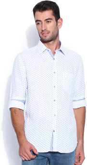 Peter England Men's Printed Casual Linen Shirt