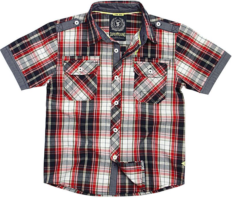 SuperYoung Boy's Checkered Casual Shirt SuperYoung Boy's Checkered Casual Shirt