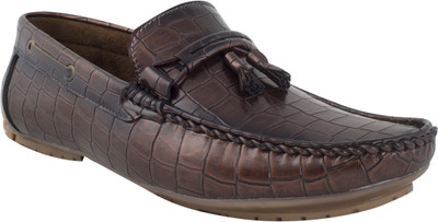 65% OFF on CheX Crocodial Print Copper Brown Loafers