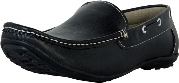 Zovi Black Slip-Ons With Boat Shoe Detailing Loafers - SHODWHZ8ZBQHVPCB