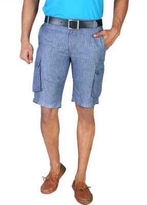 30% OFF on Pudu Lifestyle Striped Men's Linen Cargo Shorts