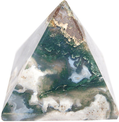 61% OFF on Divya Mantra Divya Metaphysical Crystal Chakra Pyramid in Moss Agate Showpiece - 5 cm