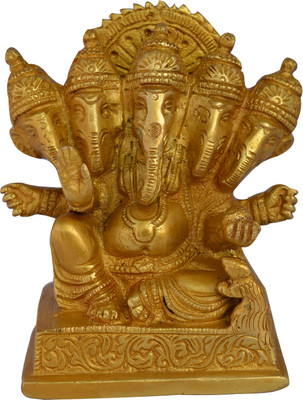 34% OFF on Aakrati Panchmukhi Lord Ganesha Statue Of For Decorative And Temple Purpose Showpiece - 13 cm