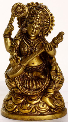 20% OFF on Exotic India Goddess Saraswati Seated on Lotus Showpiece - 13.97 cm
