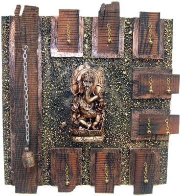 14% OFF on Krafthub Ganesha With Bell And Ghunghroos On Stone Background With Sleeper Wood Work Showpiece - 58 cm