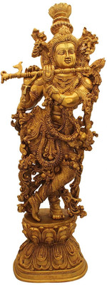 StatueStudio Krishna Standing Golden Showpiece - 73.66 cm StatueStudio Krishna Standing Golden Showpiece - 73.66 cm