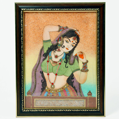 67% OFF on Little India Waiting Princess Bani Thani Gemstone Painting 342 Showpiece - 6 cm