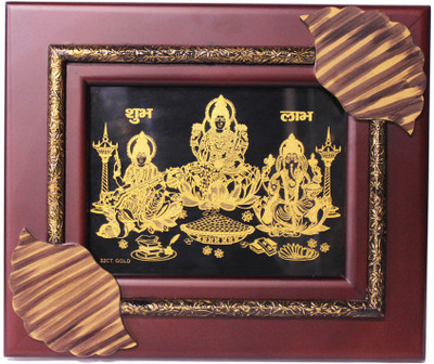 50% OFF on eSoft 22 Ct Gold Laxmi Ganesh Saraswati Frame 6 inch x 8 inch Showpiece - 31.25 cm