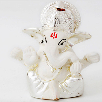 9% OFF on Ghasitaram Gifts Small Silver White Ganesha Showpiece - 5 cm 9% OFF on Ghasitaram Gifts Small Silver White Ganesha Showpiece - 5 cm