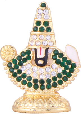 Itzmyfashion Red and Green Studded Stone Lord Venkateshwara Idol Showpiece - 3 cm Itzmyfashion Red and Green Studded Stone Lord Venkateshwara Idol Showpiece - 3 cm