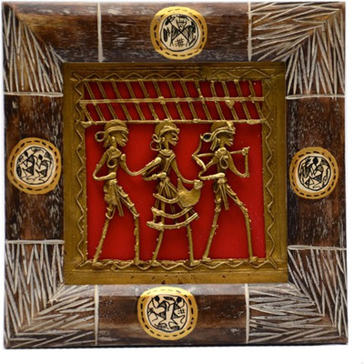 48% OFF on ExclusiveLane Dhokra Work And Warli Hanpainted Wall Decor In Sheesham Showpiece - 26.08 cm