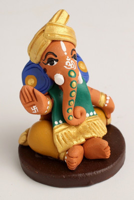 60% OFF on Prime Traders Exclusive Hand-crafted Terra Cotta Ganesha - Peeta Avatar Showpiece - 8 cm