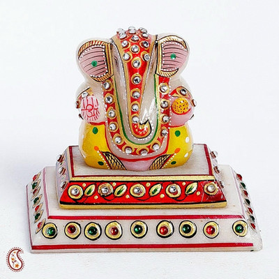 15% OFF on Aapno Rajasthan Bejewelled Pure Marble Ganesh With Enamel Work Showpiece - 10.16 cm 15% OFF on Aapno Rajasthan Bejewelled Pure Marble Ganesh With Enamel Work Showpiece - 10.16 cm