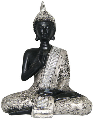 25% OFF on Divya Mantra Feng Shui Buddha Statue Beautiful Black & Silver Finish Showpiece - 19 cm