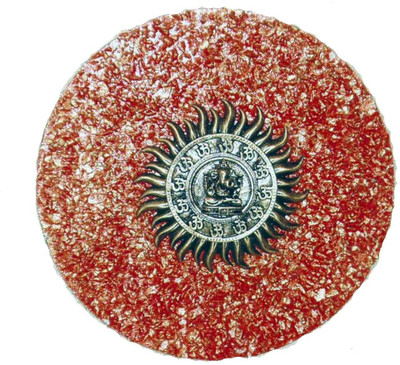 12% OFF on Krafthub Sun Style Ganesha Surrounded By Om On Orange Stone Plate Showpiece - 46 cm