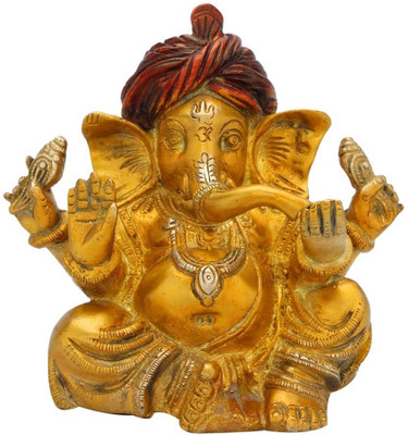 StatueStudio Turban Ganesha Golden Yellow Showpiece - 15.24 cm StatueStudio Turban Ganesha Golden Yellow Showpiece - 15.24 cm