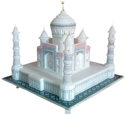 66% OFF on Artist Haat White Marble Handmade Taj Mahal Replica with fine work (6 inches) Showpiece - 19 cm