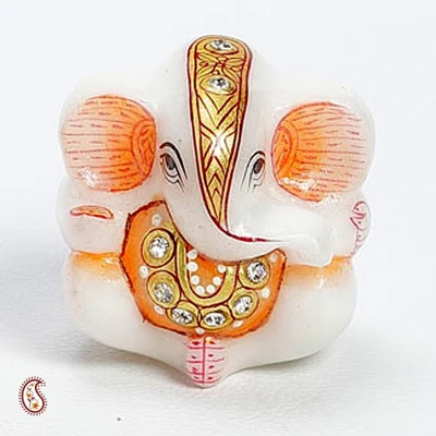 15% OFF on Aapno Rajasthan White Italian Marble Mini Ganesh With Real Gold And Kundan Work Showpiece - 5.08 cm 15% OFF on Aapno Rajasthan White Italian Marble Mini Ganesh With Real Gold And Kundan Work Showpiece - 5.08 cm