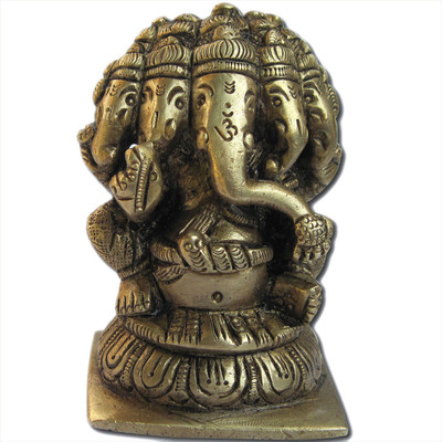 29% OFF on Prisha India Craft Five Head Lord Ganesha Sculpture Handmade Hindu God Statues Showpiece - 8 cm