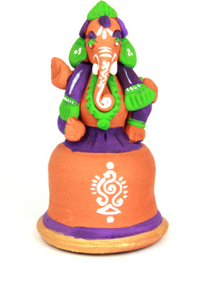24% OFF on Adaa Terracotta - Bell Ganesha (Purple and Green) Showpiece - 5 cm