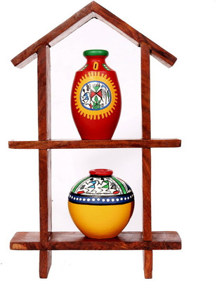 Indikala Hut Shaped Frame with Two Elegant Pots Showpiece - 25.4 cm Indikala Hut Shaped Frame with Two Elegant Pots Showpiece - 25.4 cm