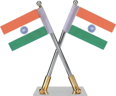 44% OFF on YNA Cross Flags Car and Tabletop Showpiece - 16 cm