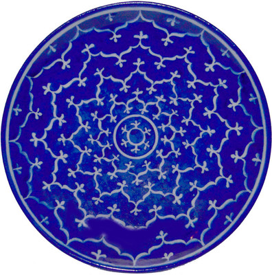 43% OFF on Vaah Blue Pottery Wall Decor Plate Numercial Design Showpiece - 5 cm