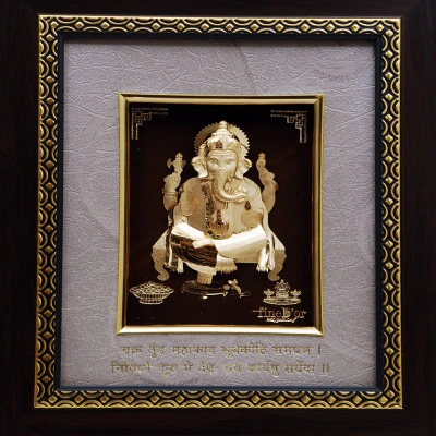 9% OFF on Ghasitaram Gifts Wall Hangings - Ganpati Pure Gold Frame - Small Showpiece - 22 cm