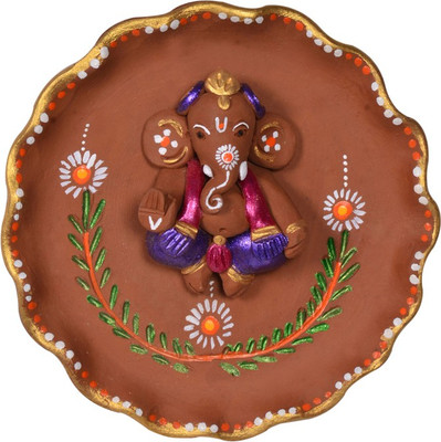 49% OFF on ExclusiveLane Handpainted Round Plate Ganesha Wall Decor Showpiece - 4 cm