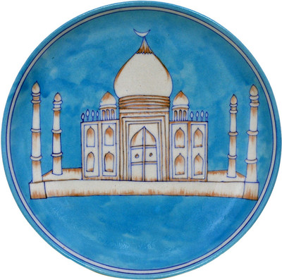 37% OFF on Vaah Blue Pottery Wall Decor Plate with Taj Mahal Showpiece - 5 cm