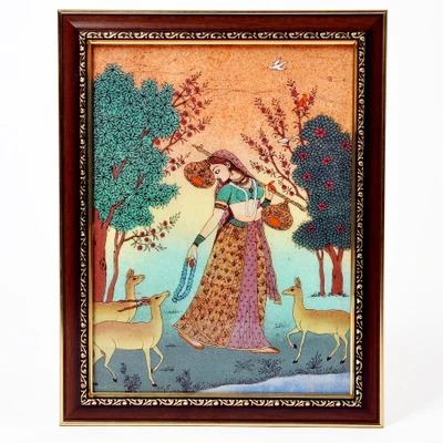 66% OFF on Little India Sitar Playing Meera With Dears Wooden Painting 345 Showpiece - 13 inch