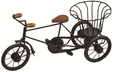 56% OFF on Crafts'man Metal Rickshaw Basket Holder Showpiece - 24 cm
