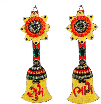 31% OFF on Aapno Rajasthan Flower And Bell Shubh Labh Wall Art Hanging Showpiece - 10.16 cm