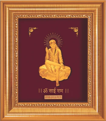 22% OFF on FineDor 24K Gold Leaf Frames Sai Baba Golden Frame Showpiece - 18 cm