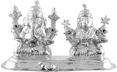 Jpearls Laxmi Ganesha Showpiece - 3 cm Silver, Silver Jpearls Laxmi Ganesha Showpiece - 3 cm Silver, Silver
