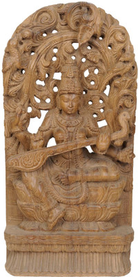 20% OFF on Exotic India Goddess Saraswati with Floral Aureole Showpiece - 59.69 cm