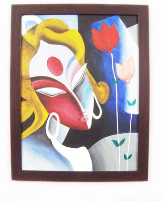 60% OFF on SeeandWear Modern Face Handmade Canvas Painting Showpiece - 35 cm