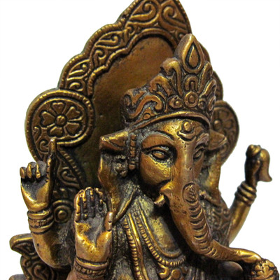 31% OFF on DakshCraft Spiritual Gift Brass Sculpture Lord Ganesha Sitting on Sihasan for Worship Statue Showpiece - 18 cm