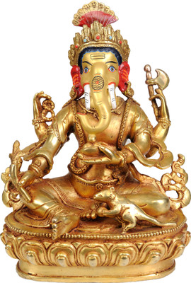 20% OFF on Exotic India Lord Ganesha Holds a Bowl of Laddoos, Radish, Axe and Noose Showpiece - 20.32 cm